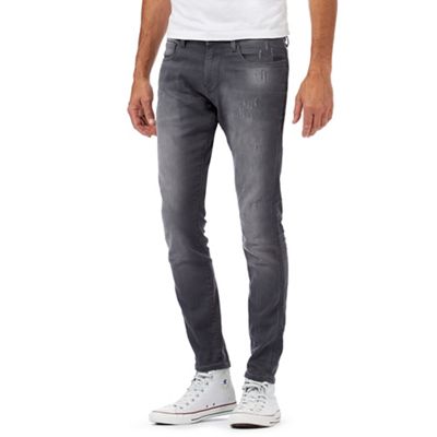 Grey distressed 'Revend' super slim jeans